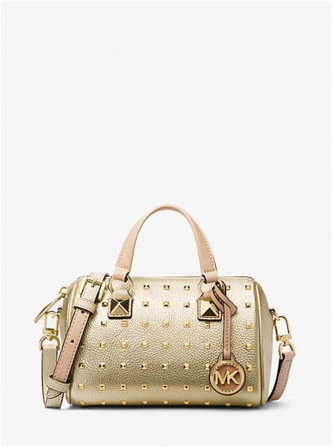 michael kors phone leather crossbody studs|Michael Kors Grayson Small Studded Metallic Leather Duffle .